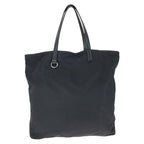 Prada Tessuto Saffiano Black Silver Nylon Leather Tote Bag — view 2