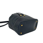 Loewe Vintage Anagram Logo Leather Drawstring Shoulder Bag Cross Navy — view 7
