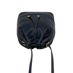 Loewe Vintage Anagram Logo Leather Drawstring Shoulder Bag Cross Navy — view 4