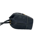 Loewe Vintage Anagram Logo Leather Drawstring Shoulder Bag Cross Navy — view 5