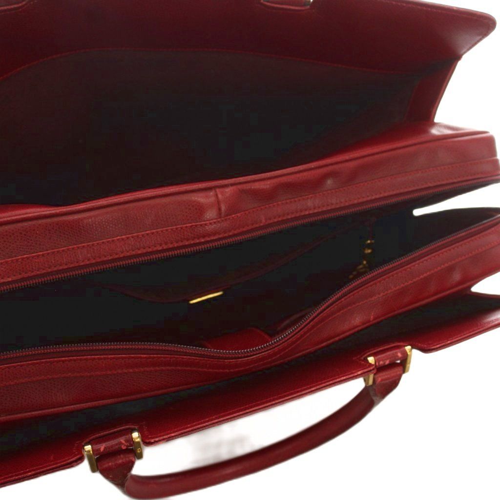 Gucci Tote Bag Business Briefcase Leather Red Embossed Logo YM — view 5