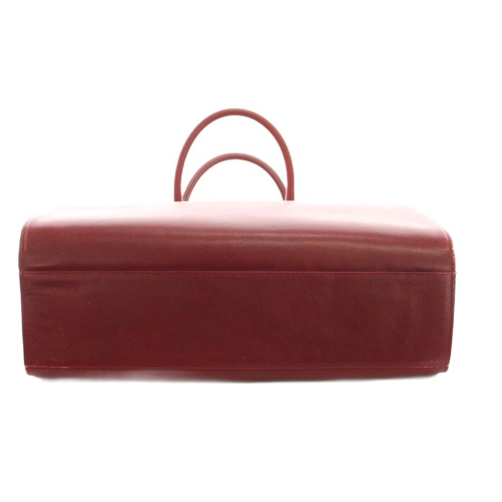 Gucci Tote Bag Business Briefcase Leather Red Embossed Logo YM — view 4