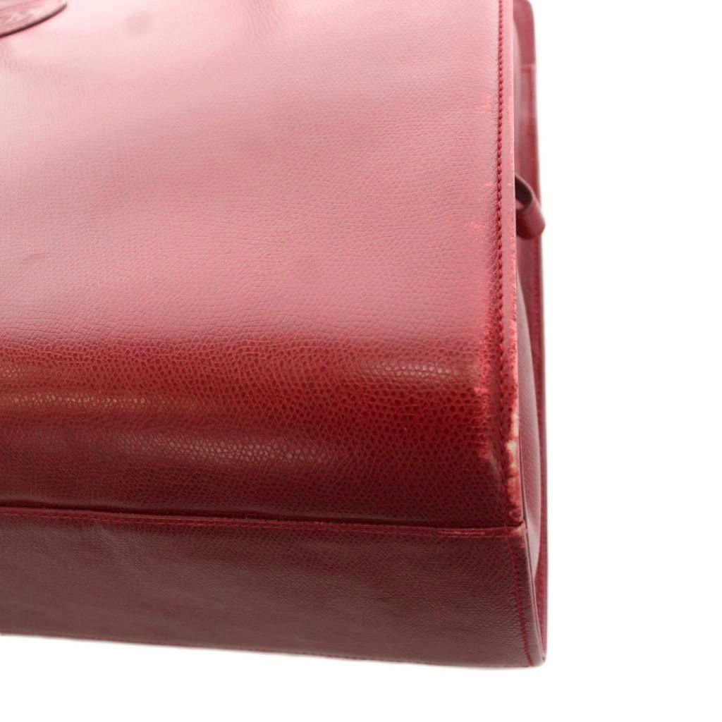 Gucci Tote Bag Business Briefcase Leather Red Embossed Logo YM — view 7