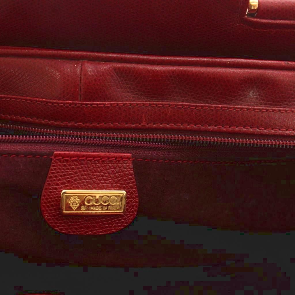 Gucci Tote Bag Business Briefcase Leather Red Embossed Logo YM — view 6