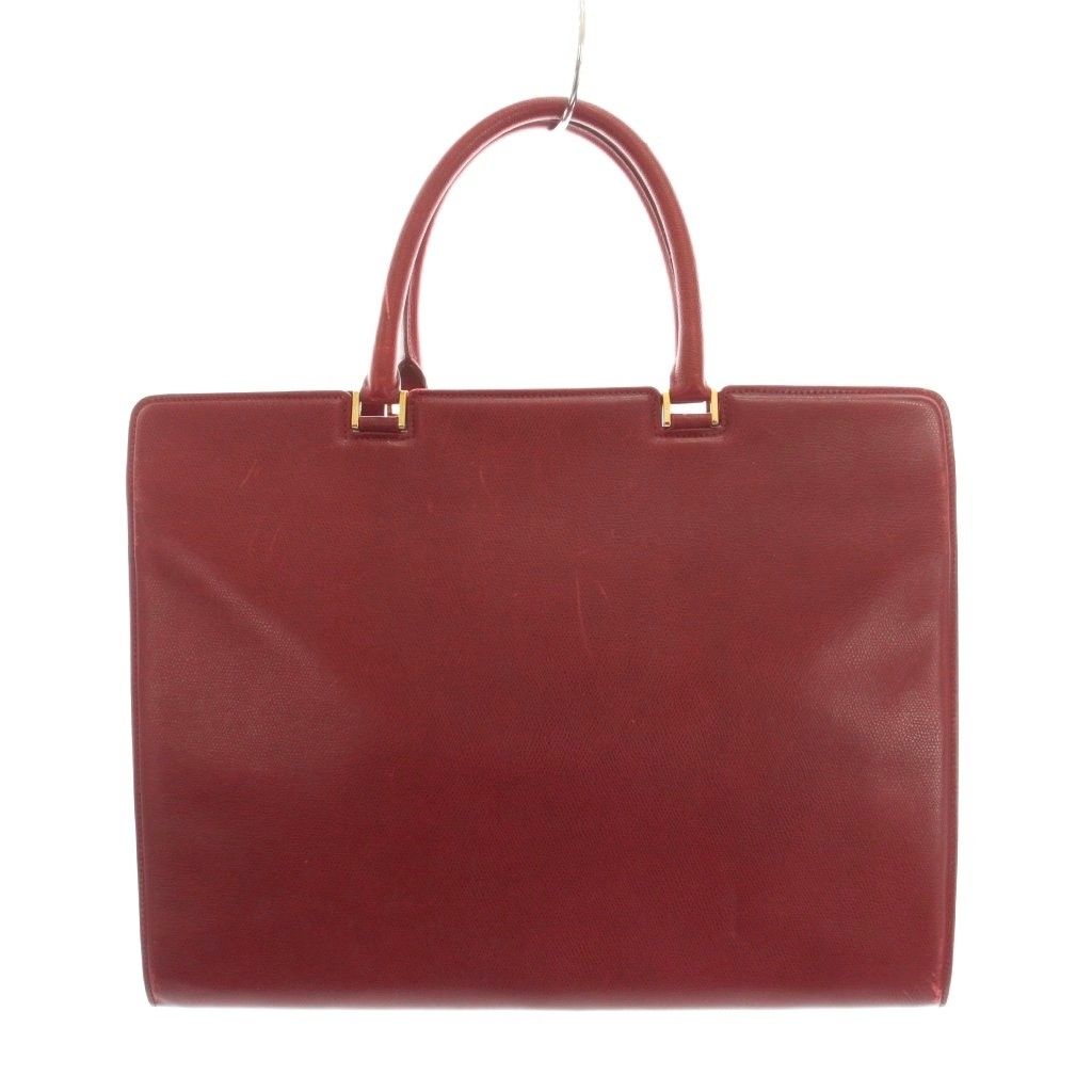 Gucci Tote Bag Business Briefcase Leather Red Embossed Logo YM — view 2