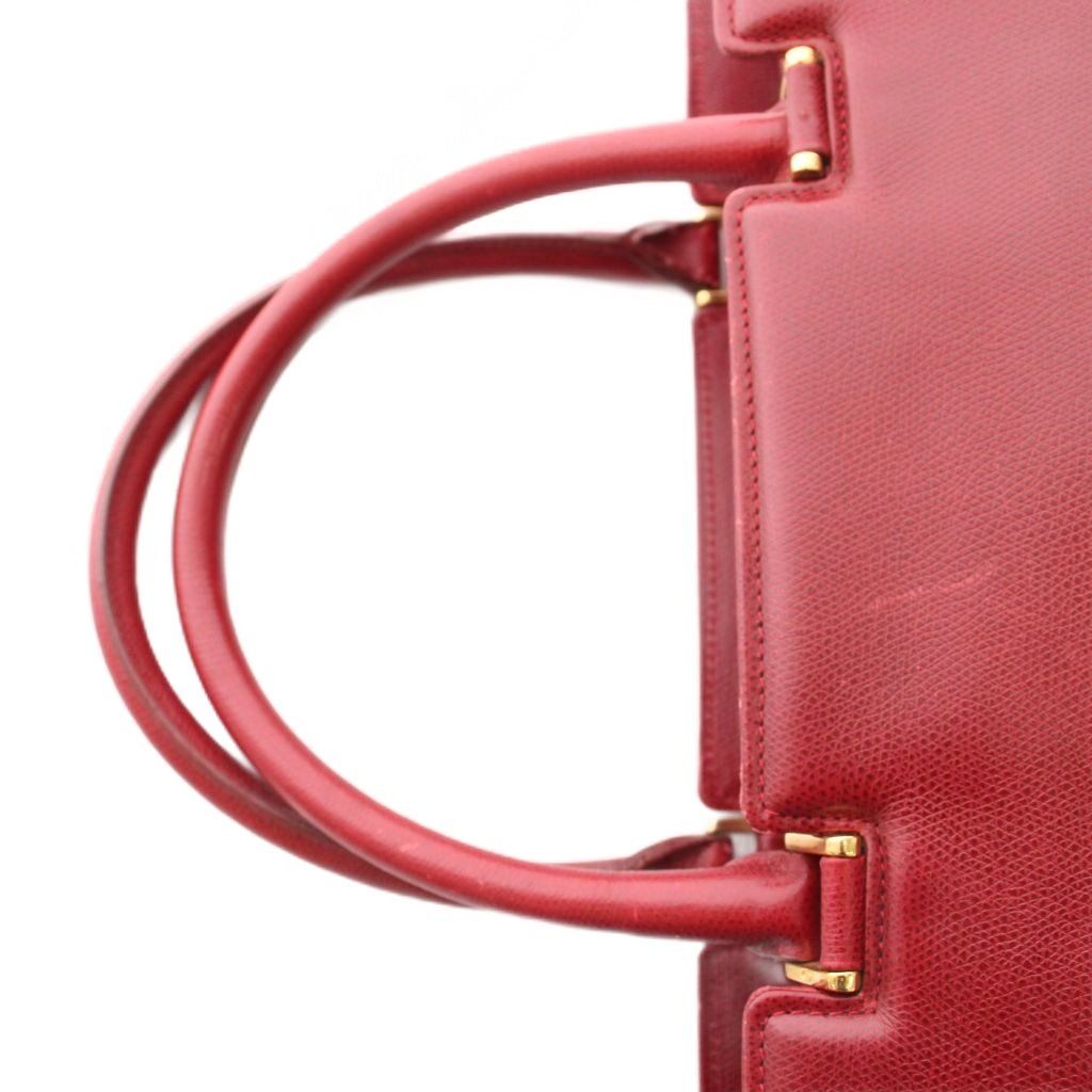 Gucci Tote Bag Business Briefcase Leather Red Embossed Logo YM — view 8