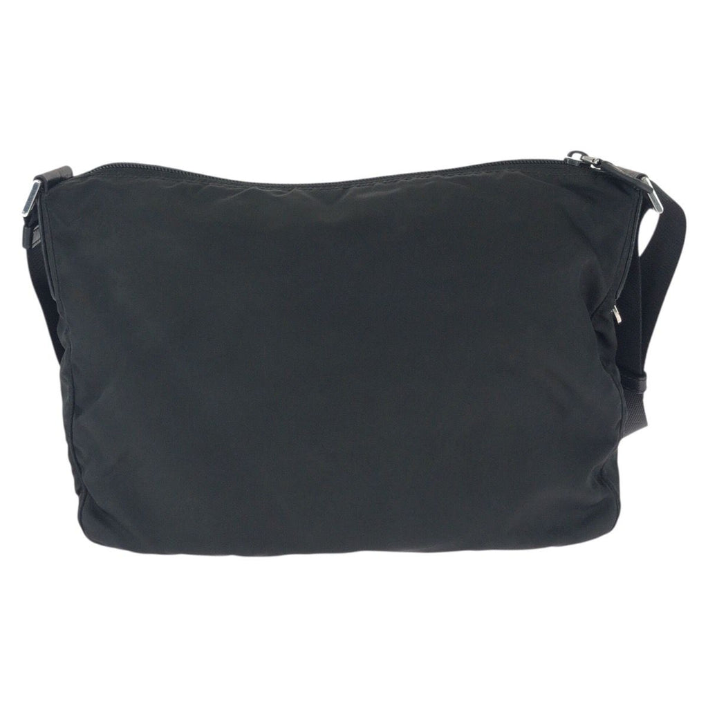 Prada Tessuto Saffiano Black Silver Nylon Leather Shoulder Bag — view 2