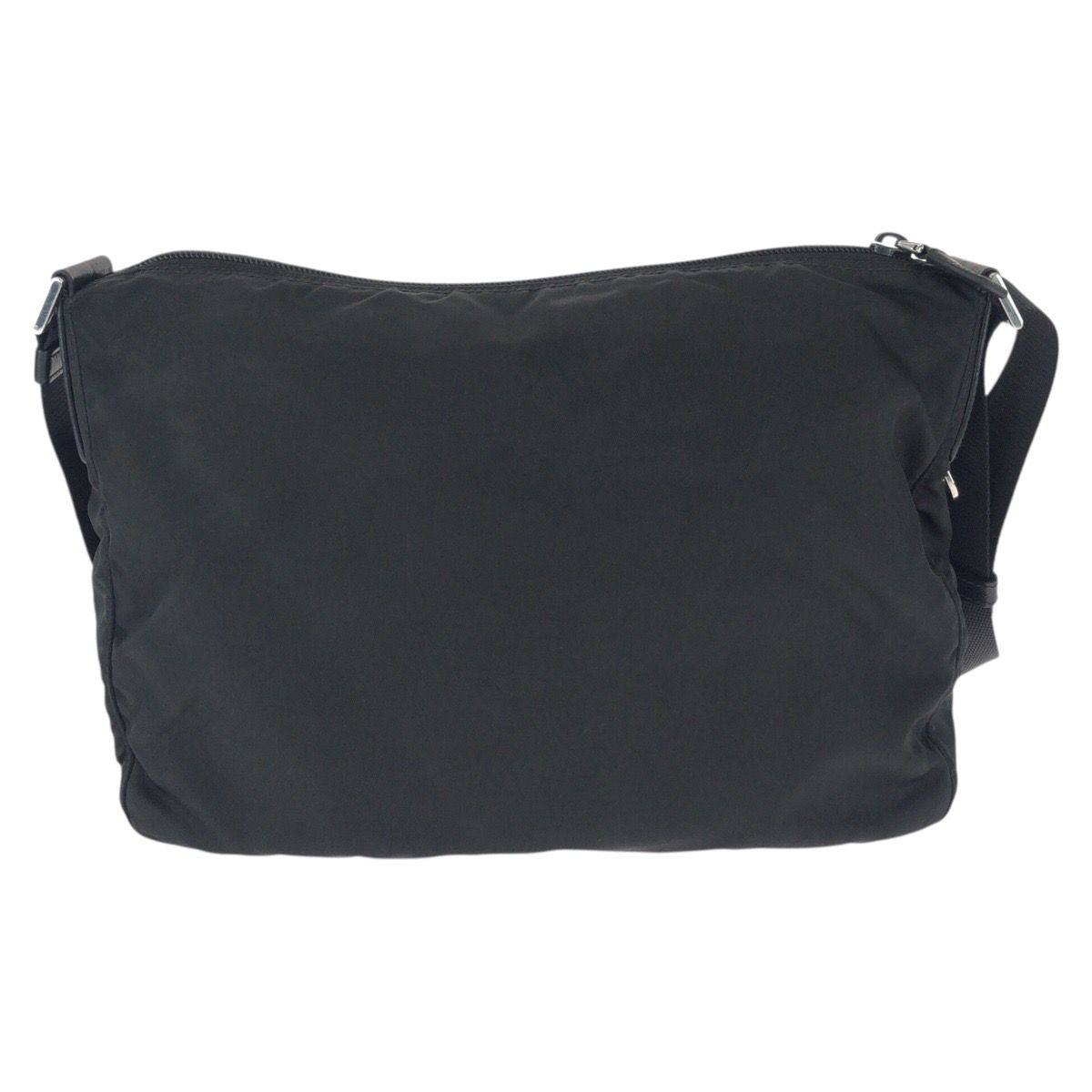 Prada Tessuto Saffiano Black Silver Nylon Leather Shoulder Bag — view 2