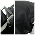 Prada Tessuto Saffiano Black Silver Nylon Leather Shoulder Bag — view 6