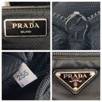 Prada Tessuto Saffiano Black Silver Nylon Leather Shoulder Bag — view 4