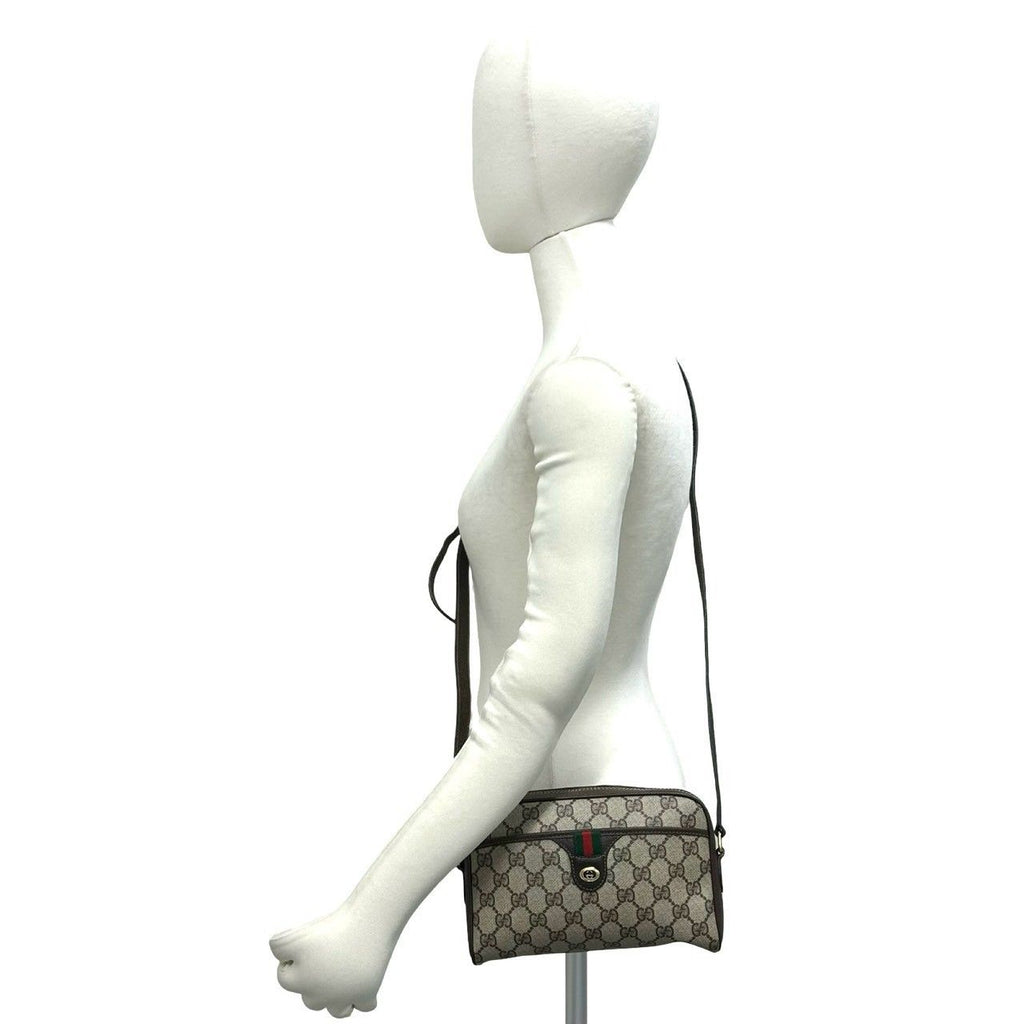 Gucci Vintage Sherry Line GG Pattern Logo Leather Shoulder Bag Crossbody Brown — view 2