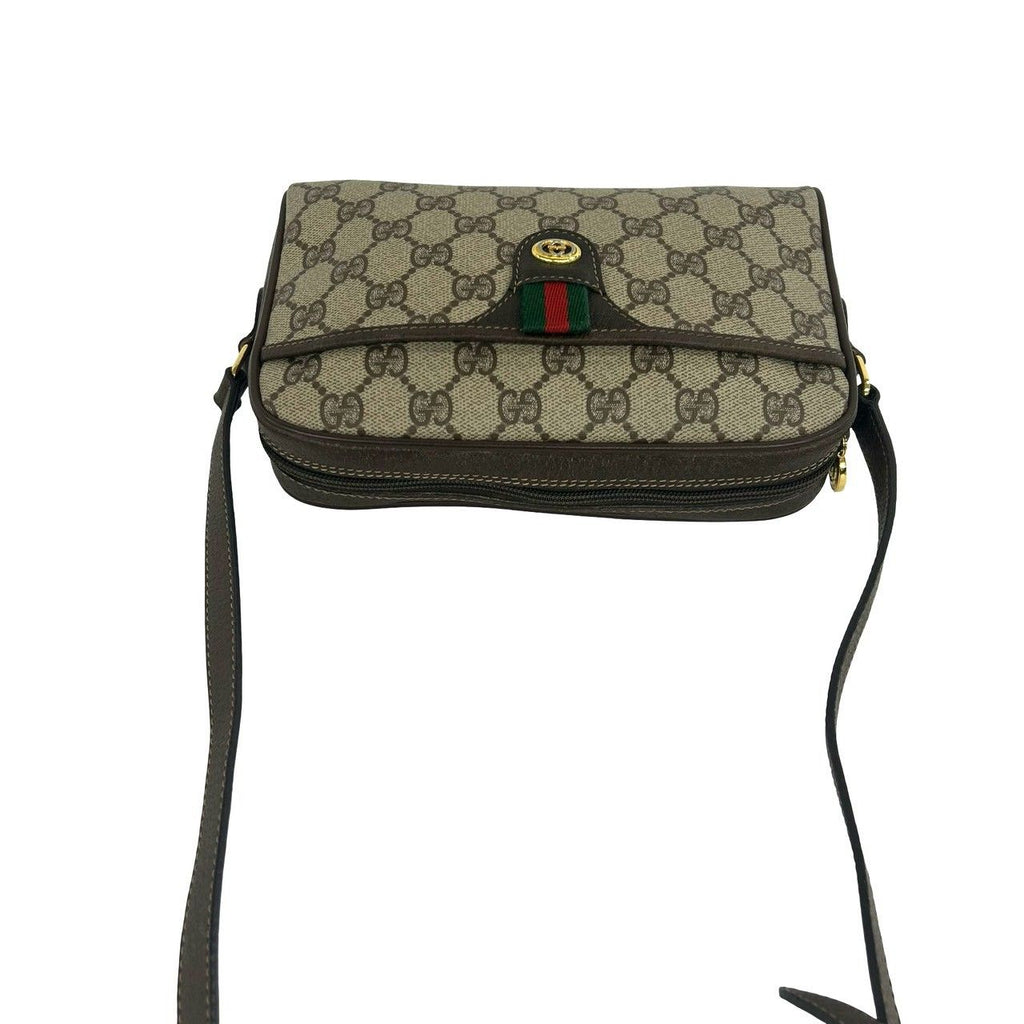 Gucci Vintage Sherry Line GG Pattern Logo Leather Shoulder Bag Crossbody Brown — view 4