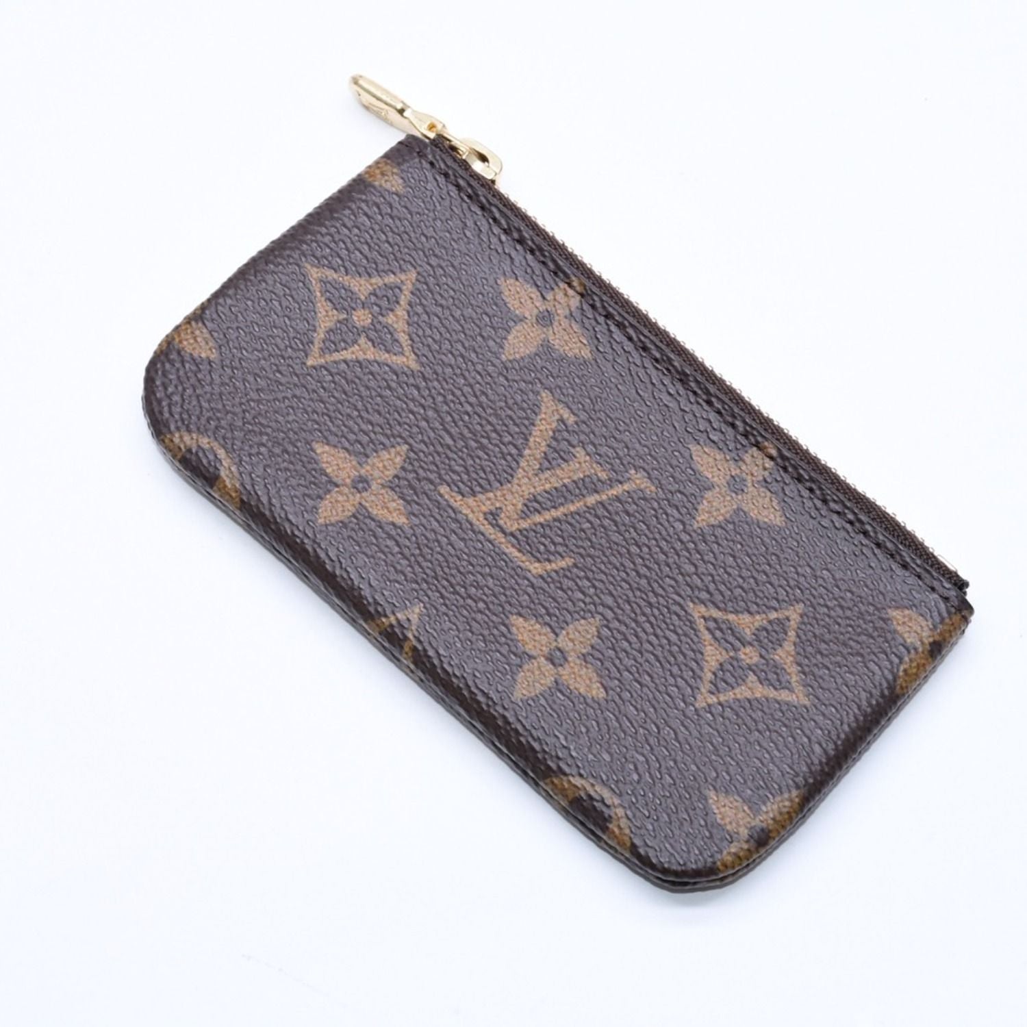 Louis Vuitton Pochette Cles Monogram Canvas Coin Purse Brown Gold — view 3