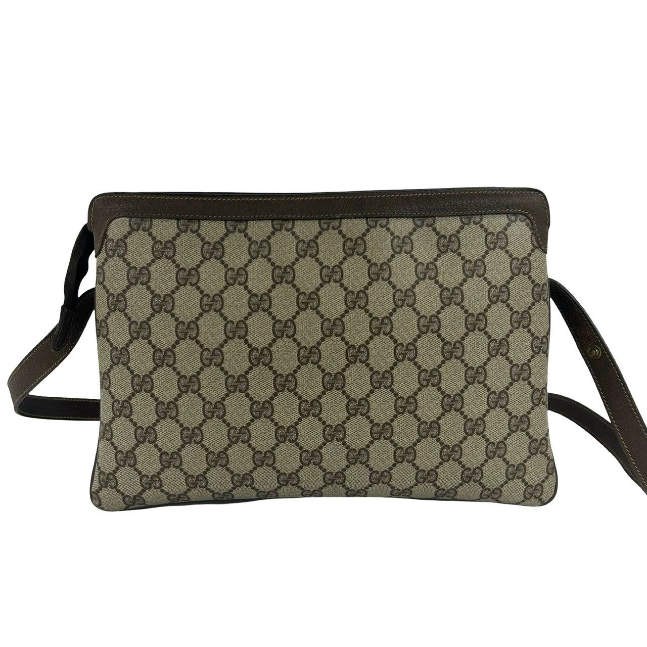 Gucci Vintage Sherry Line GG Pattern Logo Leather Shoulder Bag Brown — view 3