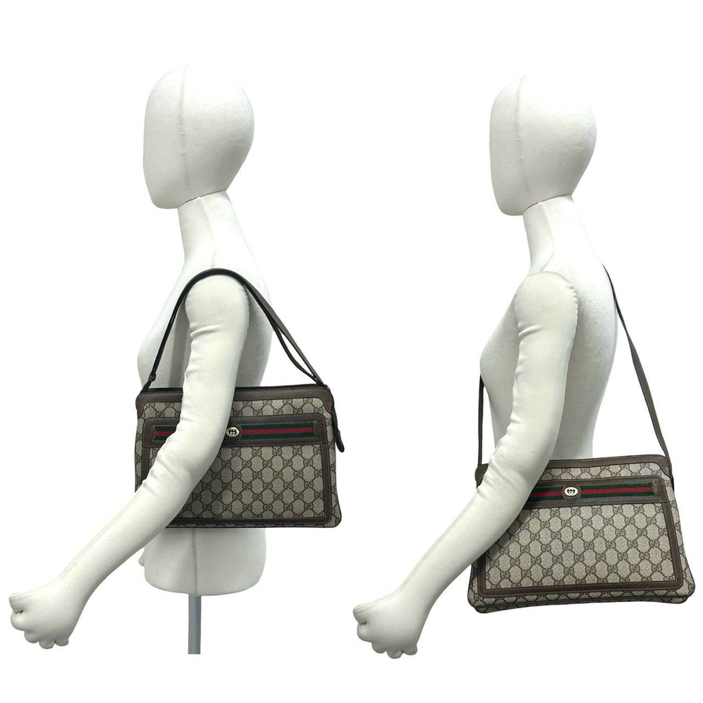 Gucci Vintage Sherry Line GG Pattern Logo Leather Shoulder Bag Brown — view 2