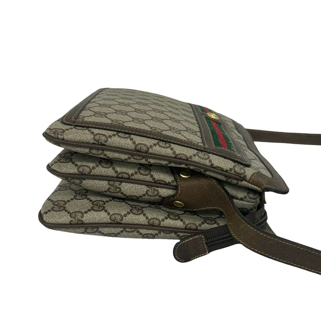Gucci Vintage Sherry Line GG Pattern Logo Leather Shoulder Bag Brown — view 6