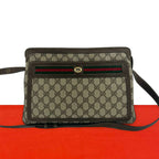 Gucci Vintage Sherry Line GG Pattern Logo Leather Shoulder Bag Brown