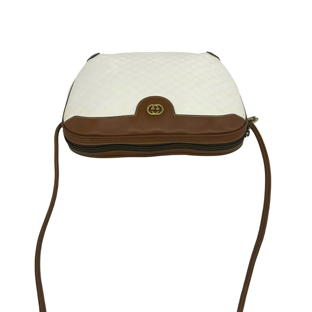 Gucci Vintage Micro GG Pattern Logo Leather Mini Shoulder Bag Pochette White — view 4