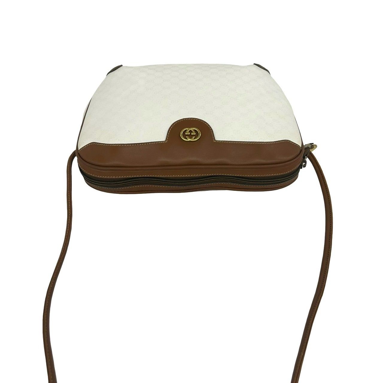 Gucci Vintage Micro GG Pattern Logo Leather Mini Shoulder Bag Pochette White — view 4
