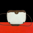 Gucci Vintage Micro GG Pattern Logo Leather Mini Shoulder Bag Pochette White