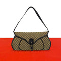 Celine Macadam Blason Triomphe Pattern Canvas Leather Shoulder Bag Handbag Brown