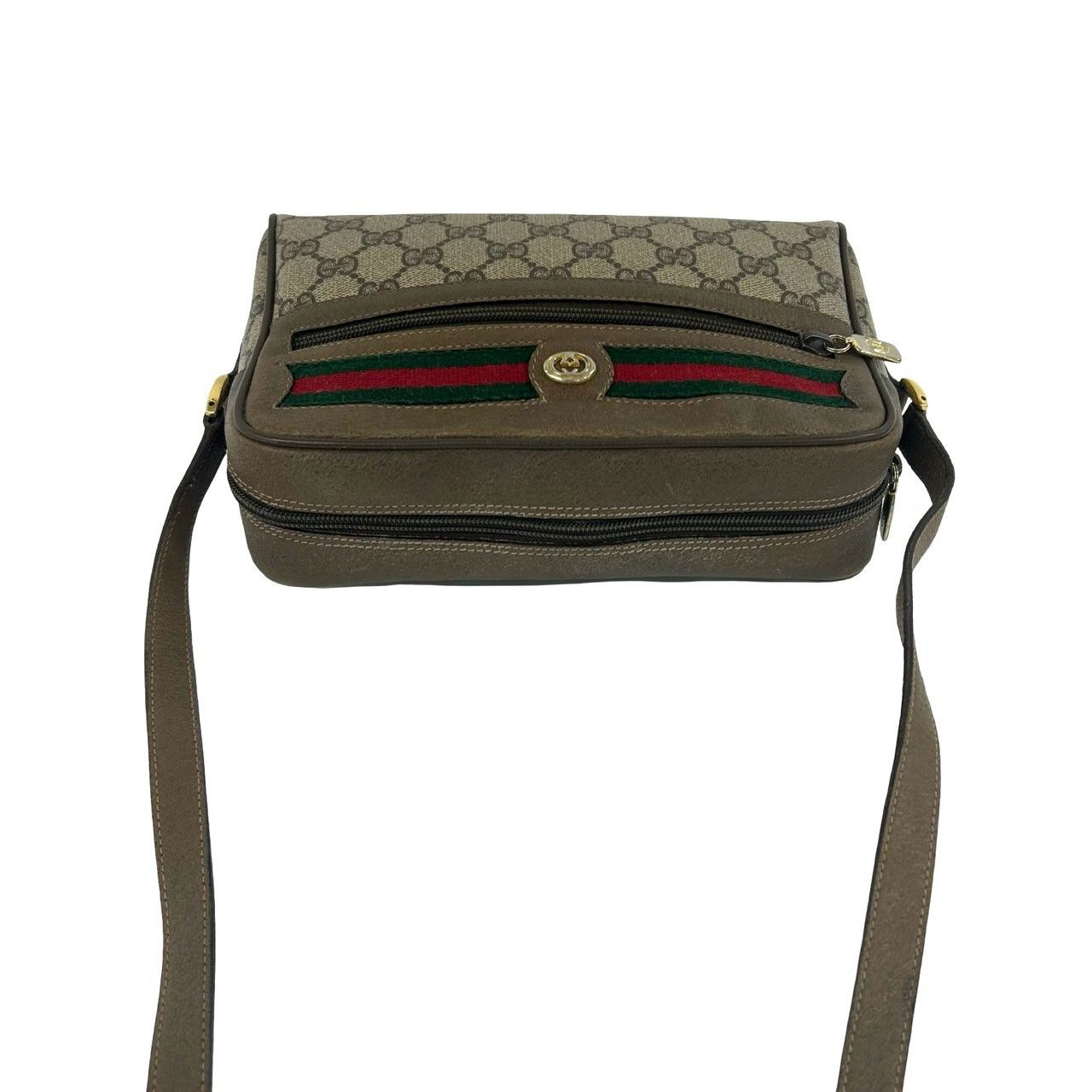 Gucci Vintage Sherry Line GG Pattern Logo Leather Shoulder Bag Pochette Brown — view 4