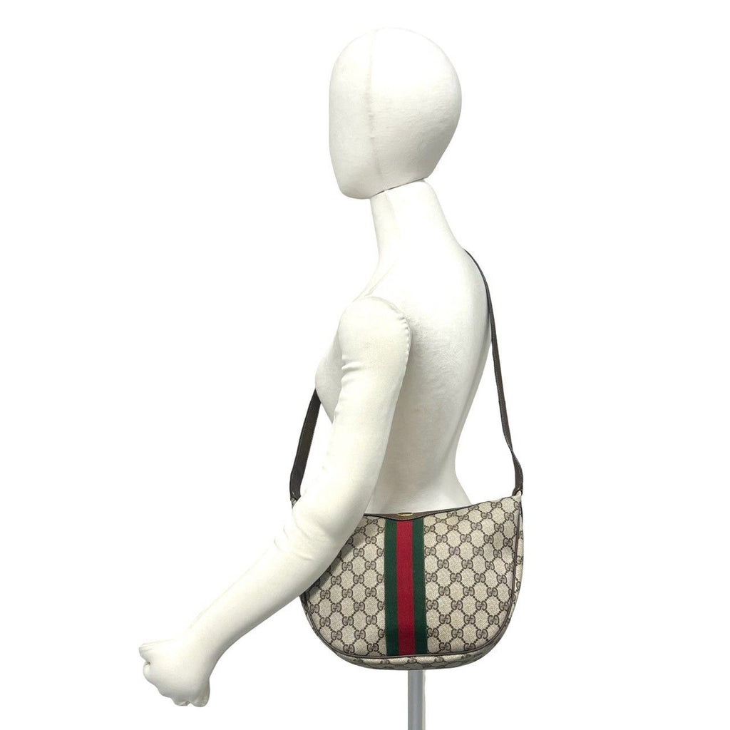 Gucci Vintage Sherry Line GG Pattern Logo Leather Shoulder Bag Brown — view 2