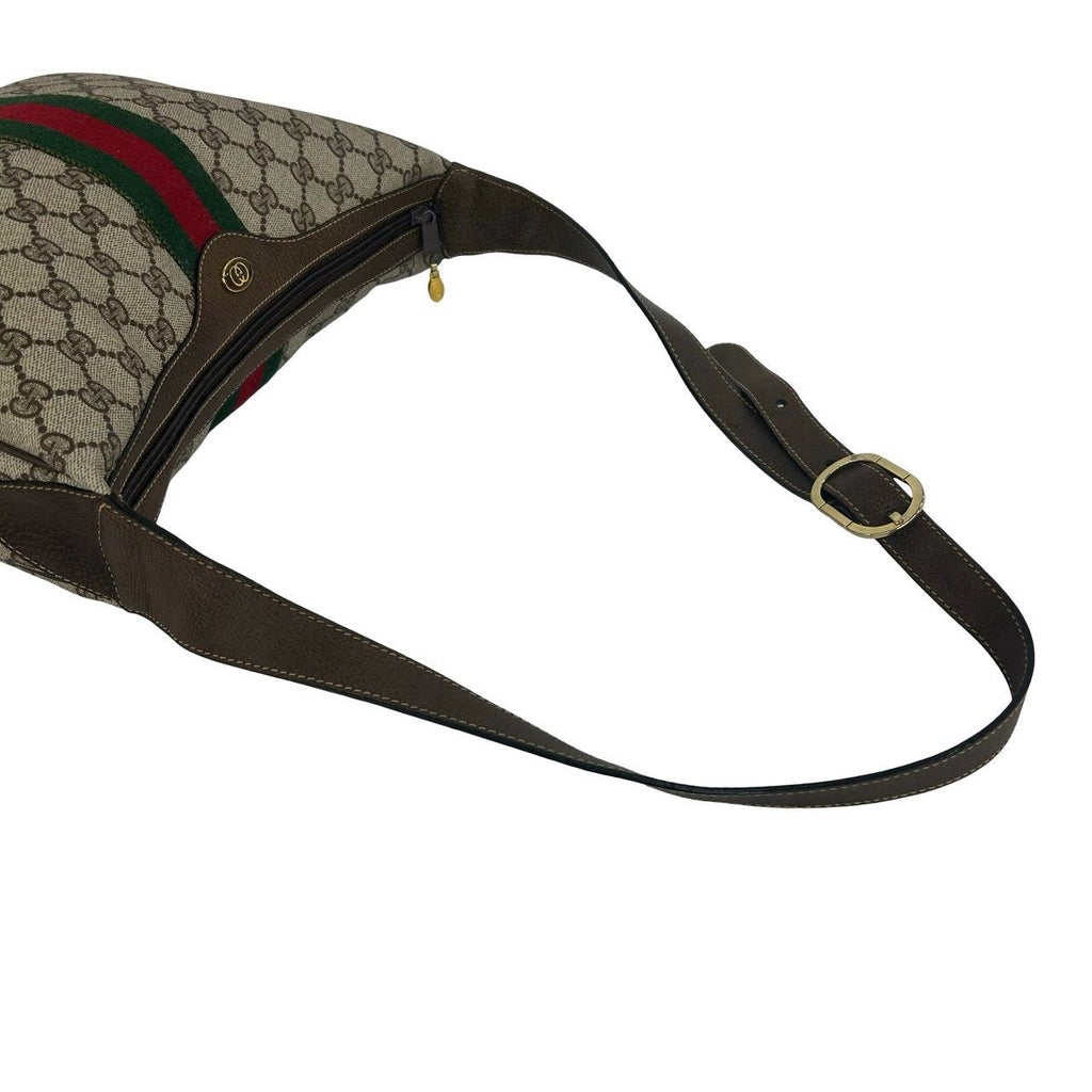 Gucci Vintage Sherry Line GG Pattern Logo Leather Shoulder Bag Brown — view 4