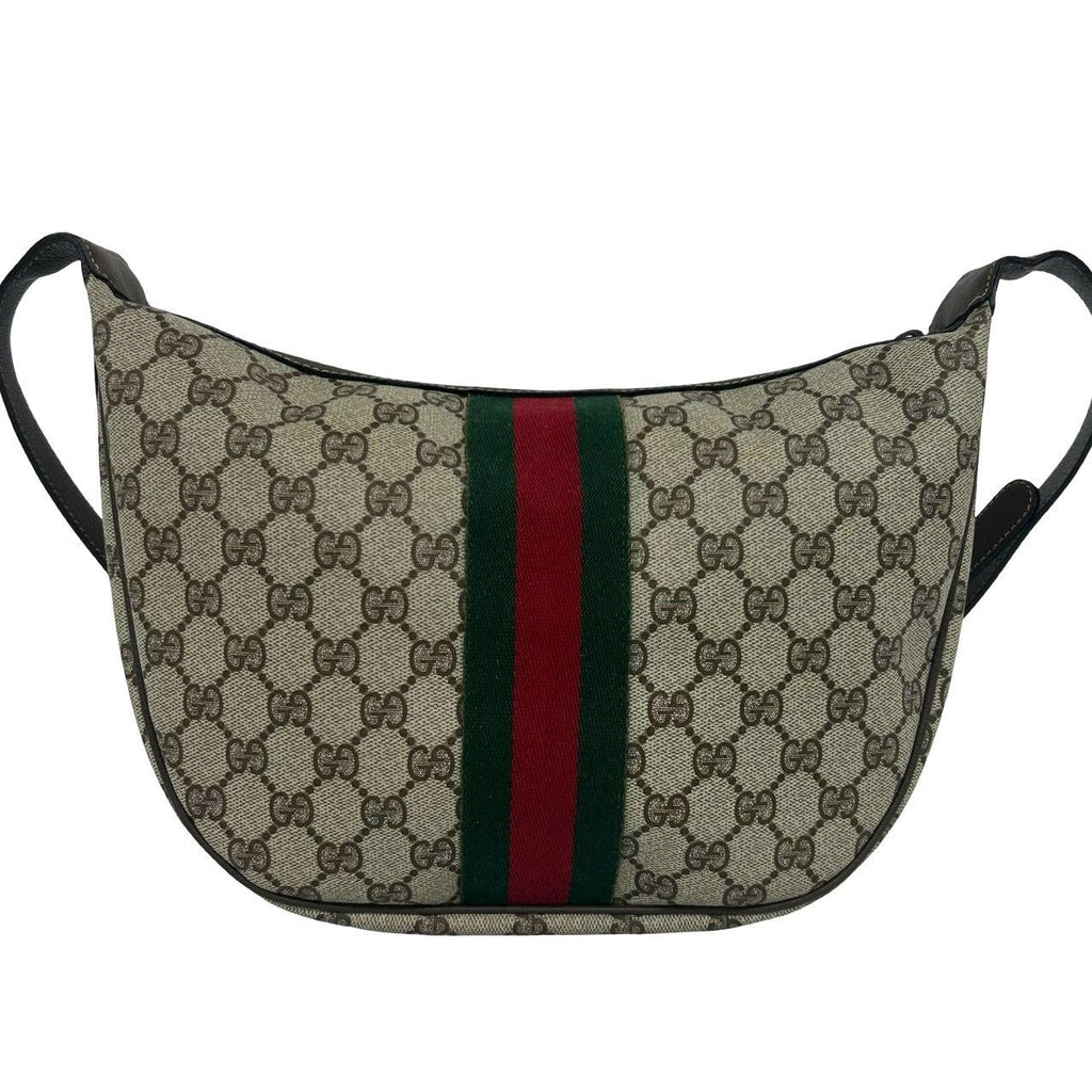 Gucci Vintage Sherry Line GG Pattern Logo Leather Shoulder Bag Brown — view 3