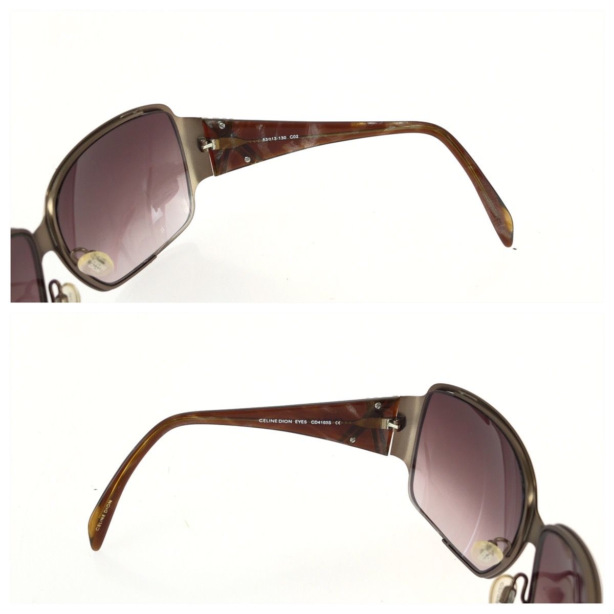 Celine Dion Eyes Crystal Brown Blanc Acetate Metal Sunglasses Eyewear — view 6