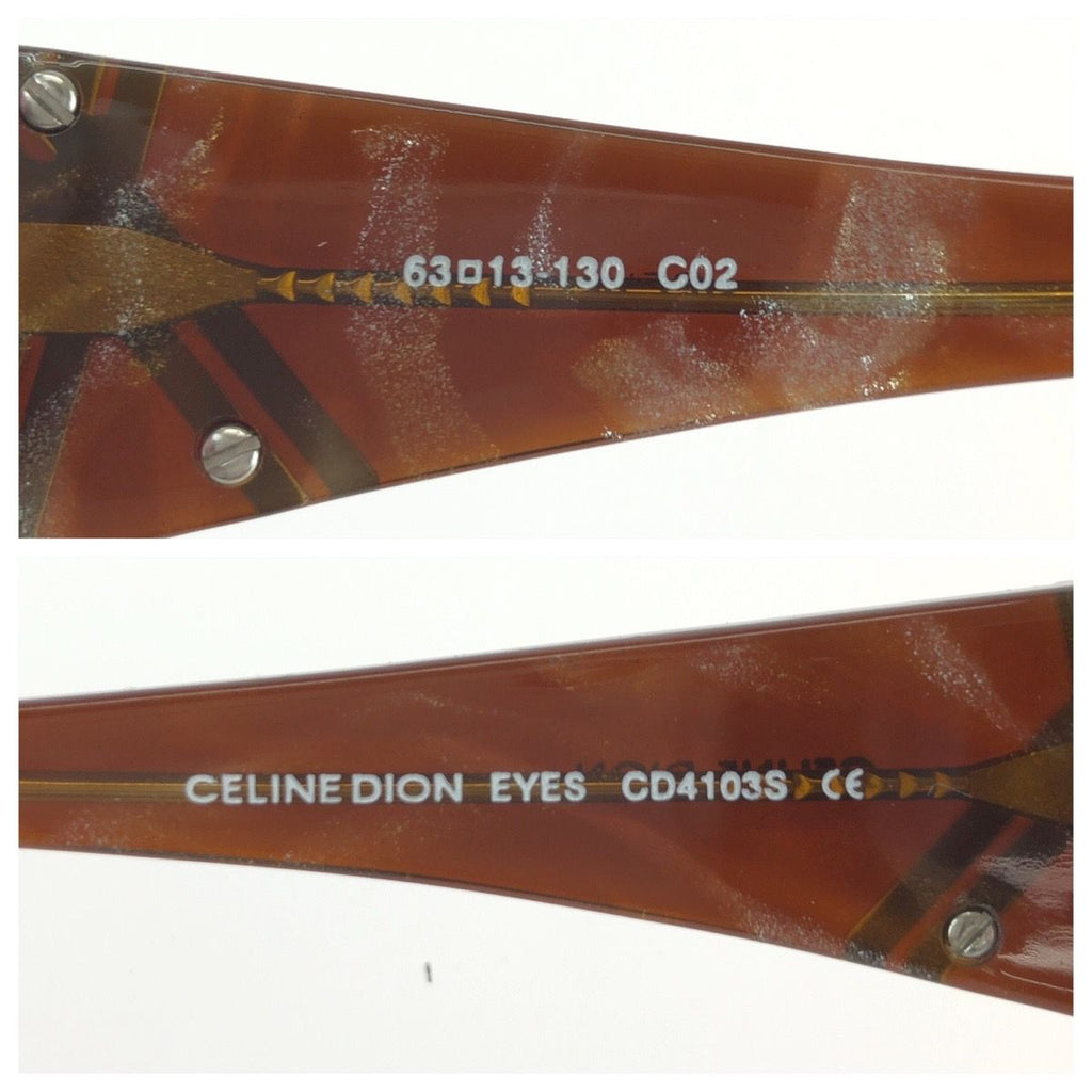 Celine Dion Eyes Crystal Brown Blanc Acetate Metal Sunglasses Eyewear — view 7