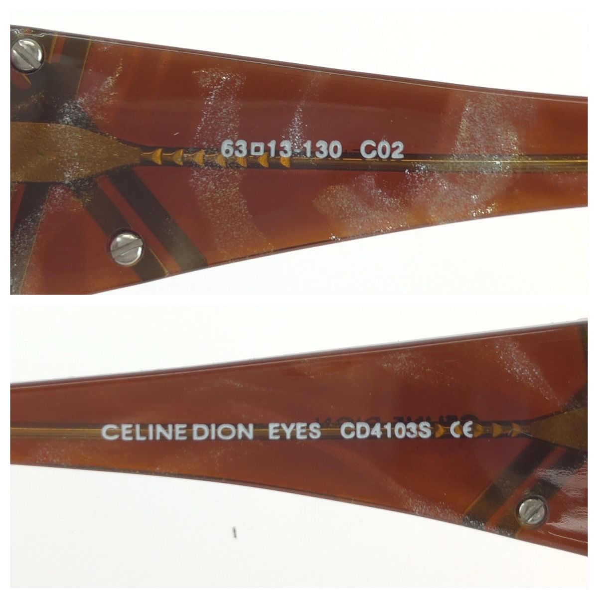 Celine Dion Eyes Crystal Brown Blanc Acetate Metal Sunglasses Eyewear — view 7