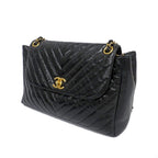 Chanel Ten Chez Blanc Classic Black Chain Shoulder Bag CC Logo Gold — view 8