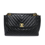 Chanel Ten Chez Blanc Classic Black Chain Shoulder Bag CC Logo Gold
