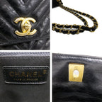 Chanel Ten Chez Blanc Classic Black Chain Shoulder Bag CC Logo Gold — view 6