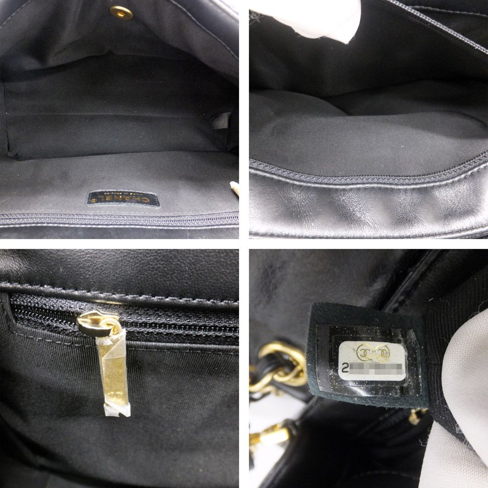 Chanel Ten Chez Blanc Classic Black Chain Shoulder Bag CC Logo Gold — view 7