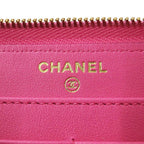 Chanel Wallet Quilted Chief Caviar Leather Pink Gold Zip Around — view 5