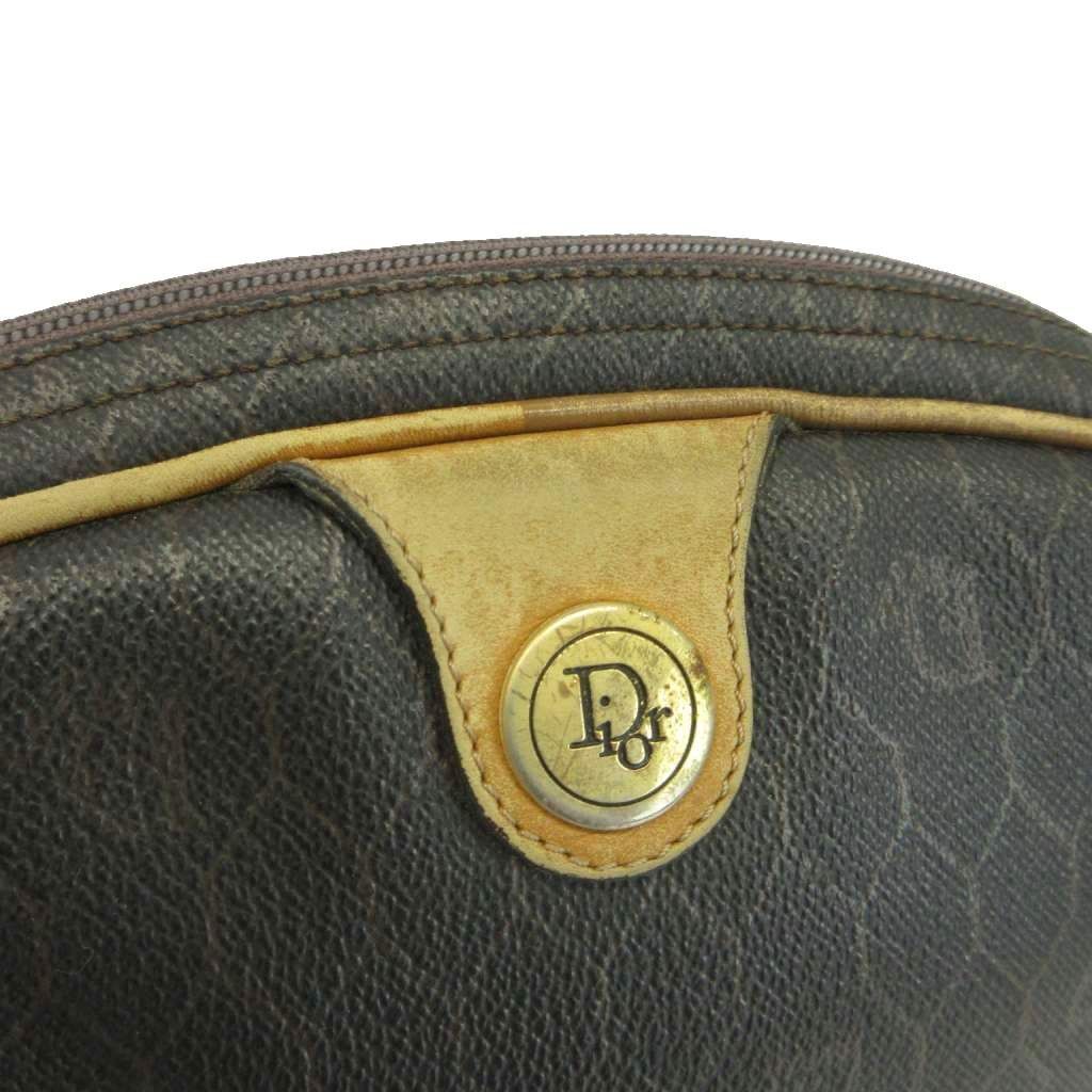 Dior Vintage Shoulder Bag Leather Honeycomb Pattern All Over Logo Plate Black — view 7