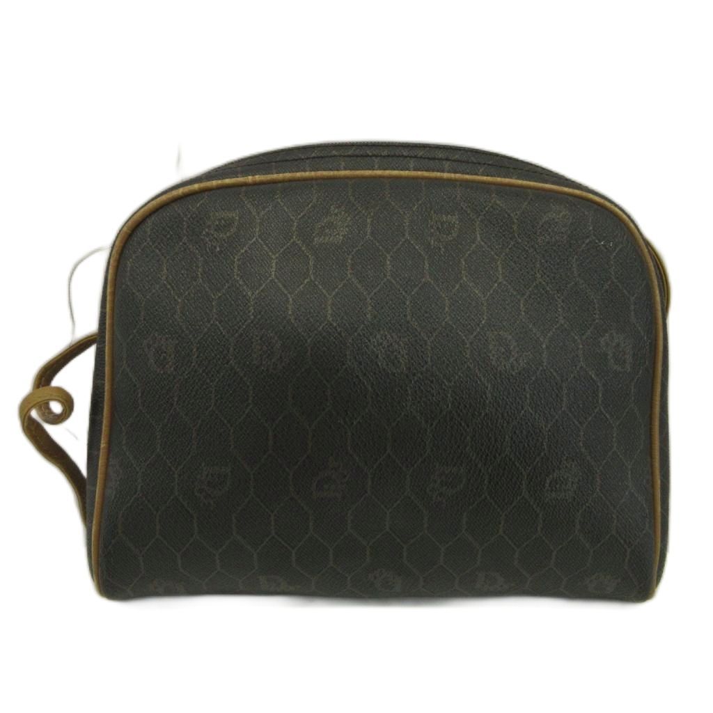 Dior Vintage Shoulder Bag Leather Honeycomb Pattern All Over Logo Plate Black — view 2