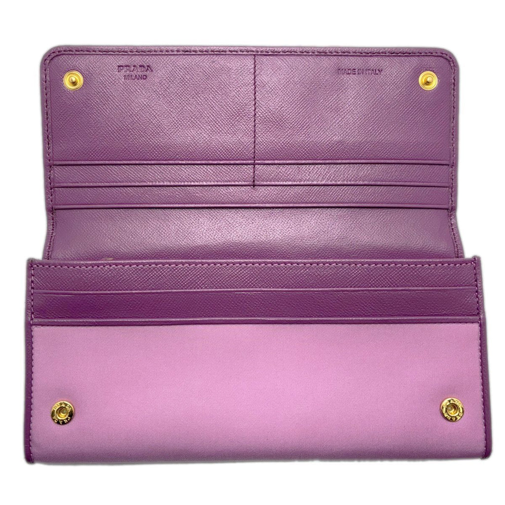 Prada Wallet Bifold Tessuto Triangle Logo Hortensia Pink Purple — view 7