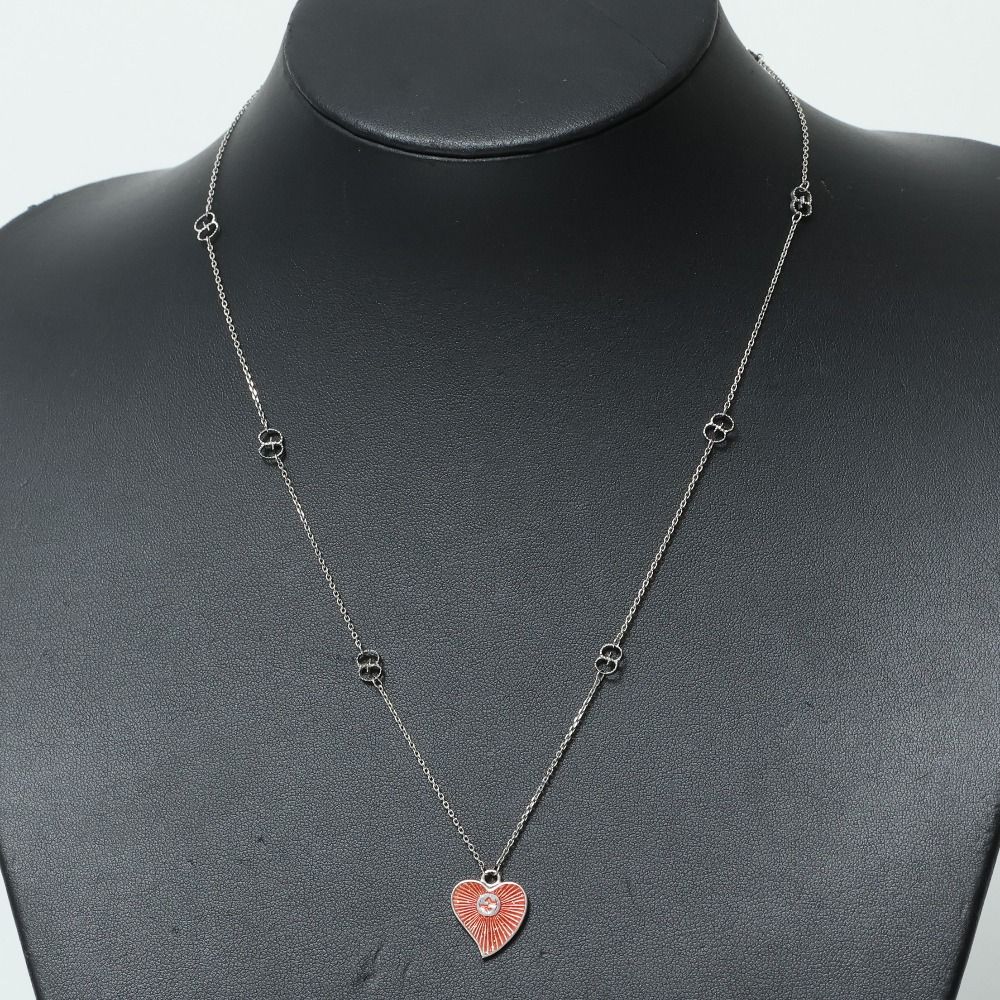 Gucci Necklace Interlocking Heart Motif 925 Sterling Silver