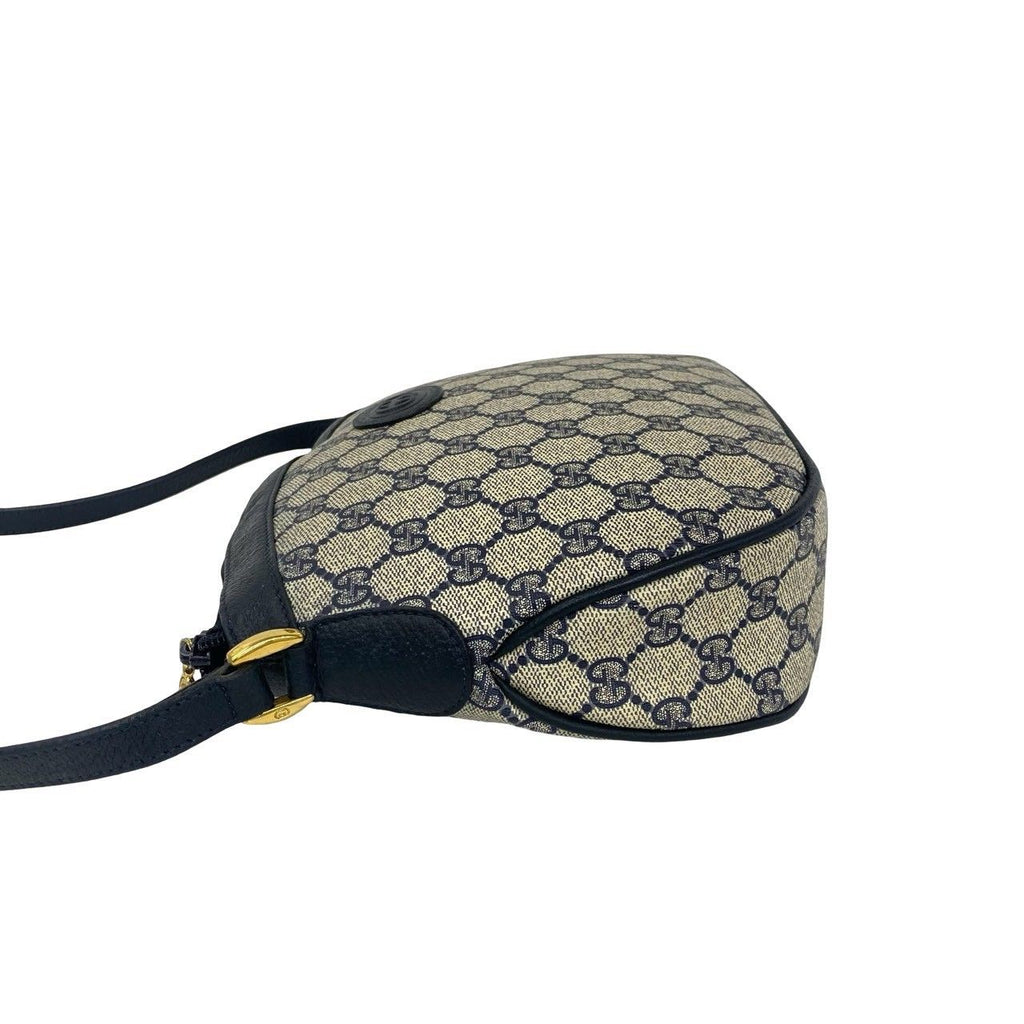 Gucci Vintage GG Pattern Logo Leather Shoulder Bag Pochette Crossbody Navy — view 5