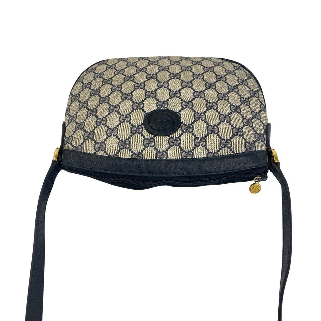 Gucci Vintage GG Pattern Logo Leather Shoulder Bag Pochette Crossbody Navy — view 4