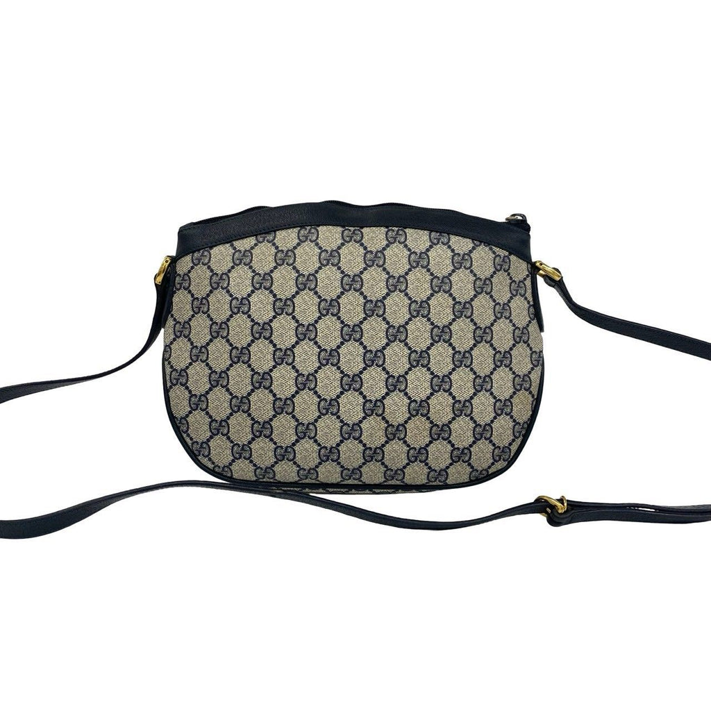 Gucci Vintage GG Pattern Logo Leather Shoulder Bag Pochette Crossbody Navy — view 3