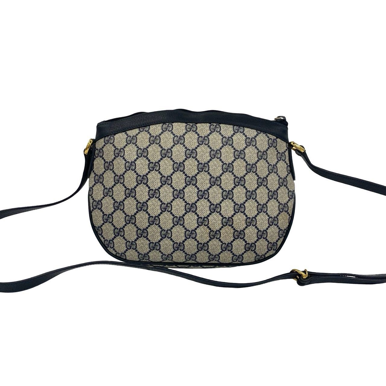 Gucci Vintage GG Pattern Logo Leather Shoulder Bag Pochette Crossbody Navy — view 3