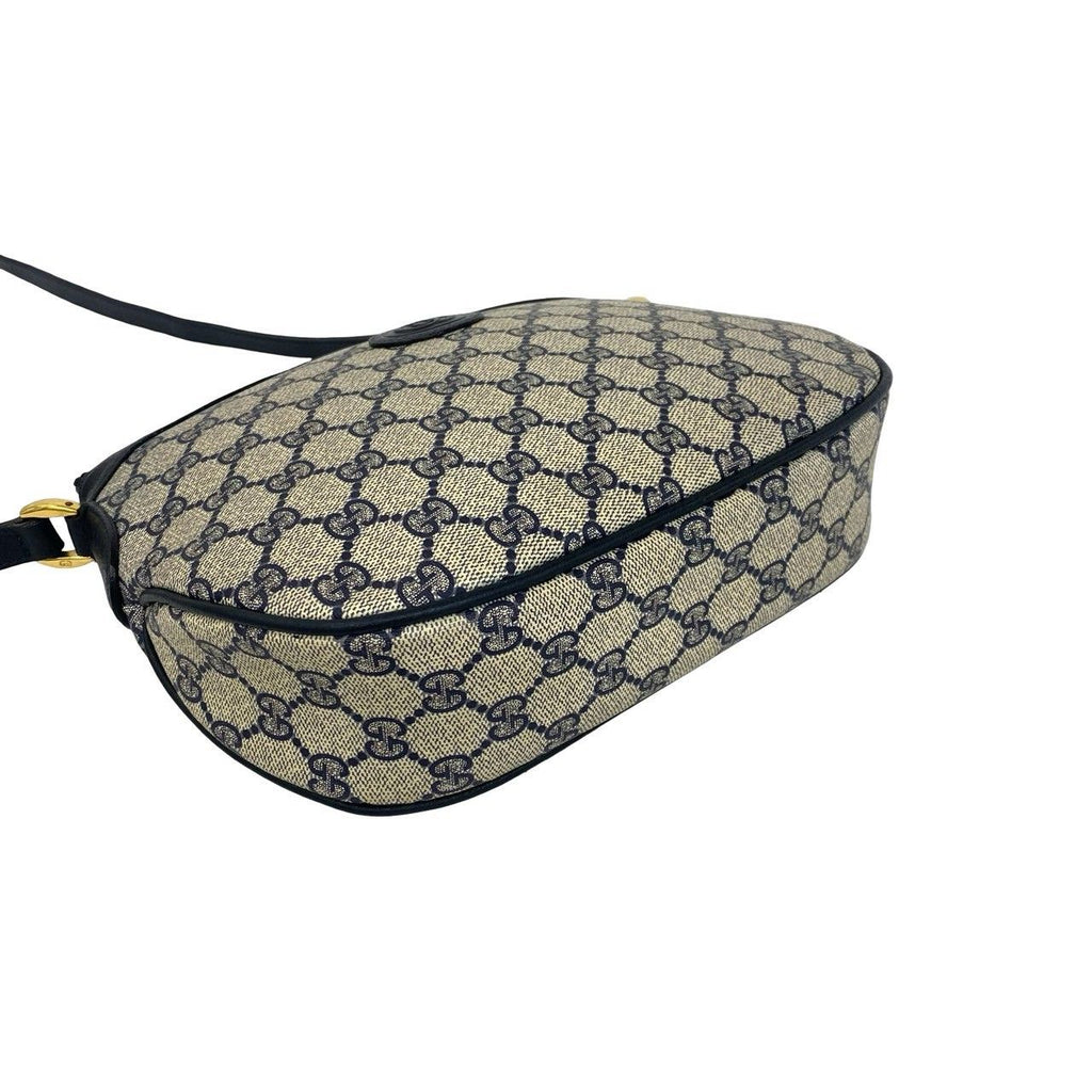 Gucci Vintage GG Pattern Logo Leather Shoulder Bag Pochette Crossbody Navy — view 7