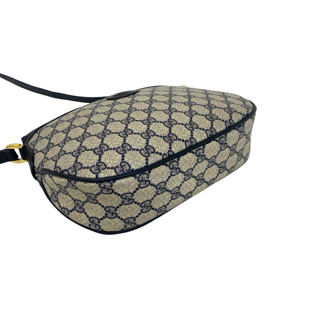 Gucci Vintage GG Pattern Logo Leather Shoulder Bag Pochette Crossbody Navy — view 7