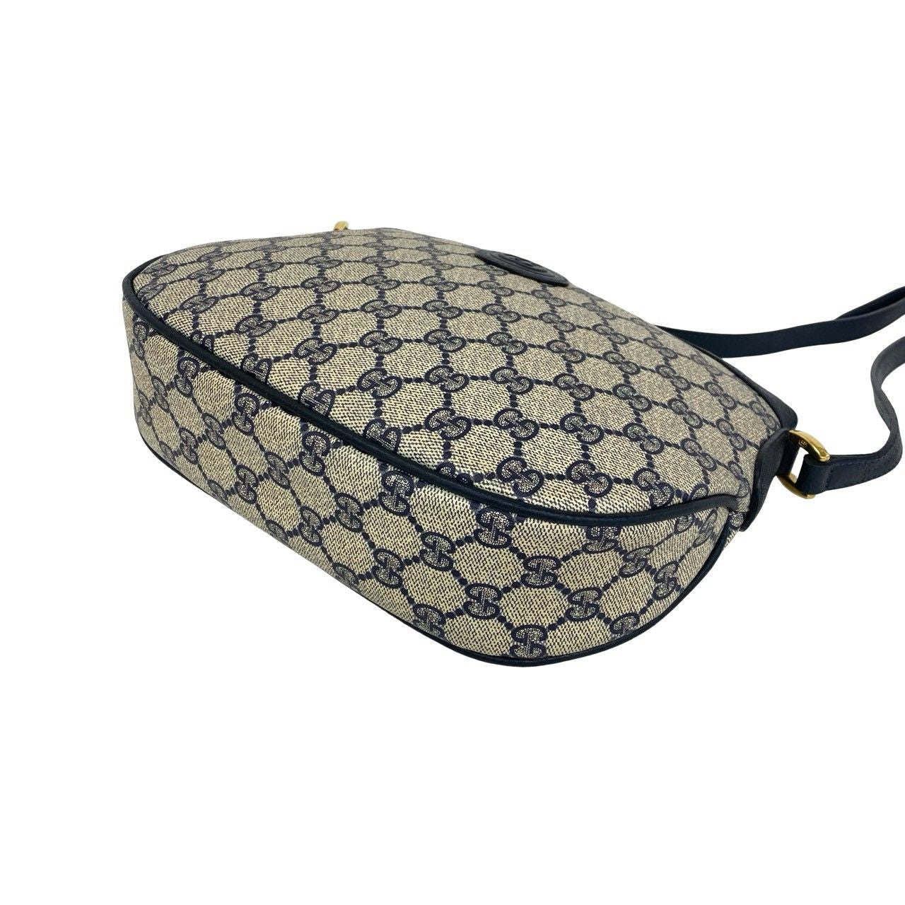 Gucci Vintage GG Pattern Logo Leather Shoulder Bag Pochette Crossbody Navy — view 8