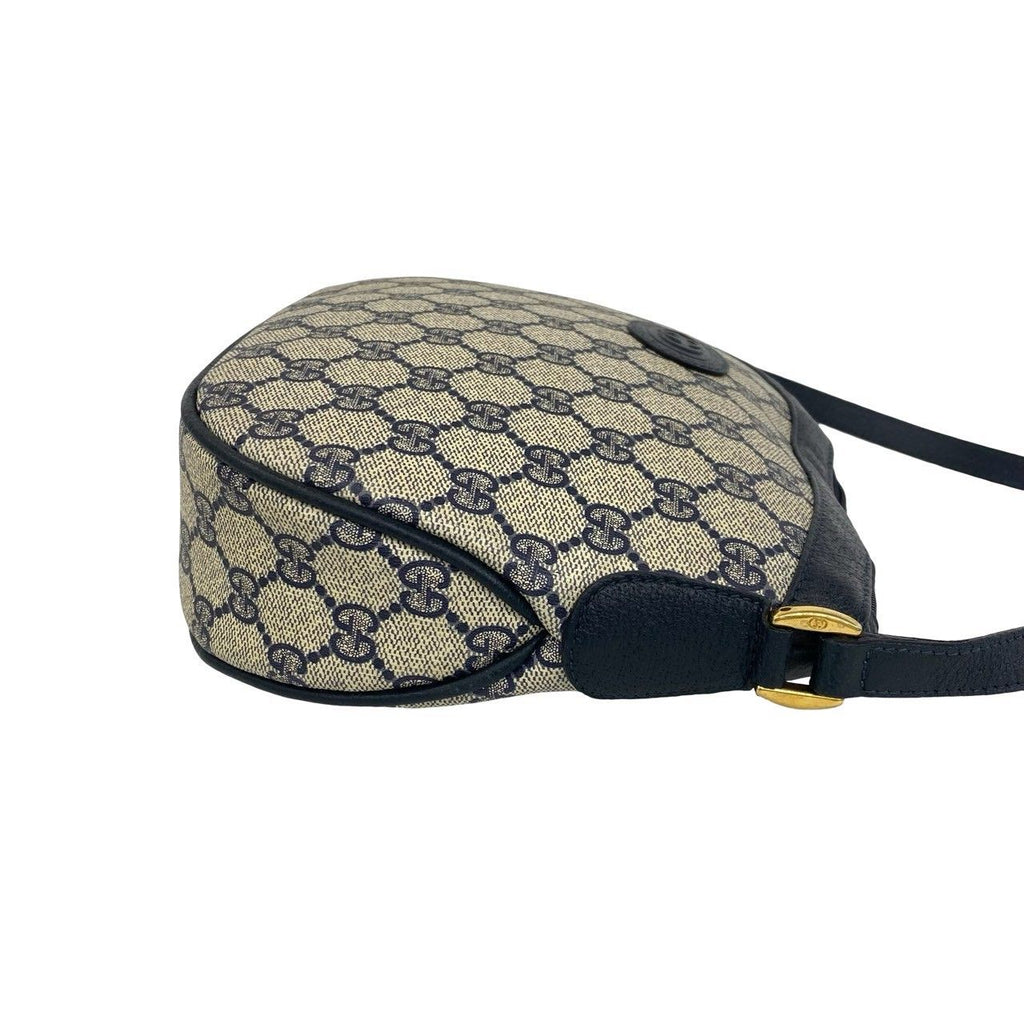 Gucci Vintage GG Pattern Logo Leather Shoulder Bag Pochette Crossbody Navy — view 6