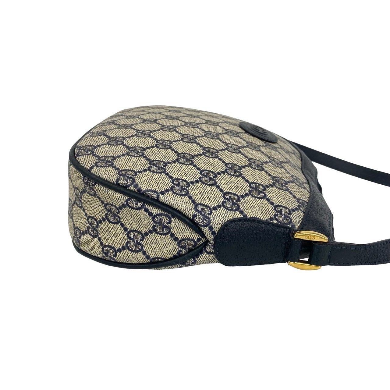 Gucci Vintage GG Pattern Logo Leather Shoulder Bag Pochette Crossbody Navy — view 6